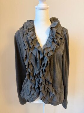 Cato Gray Ruffled Women's Cardigan